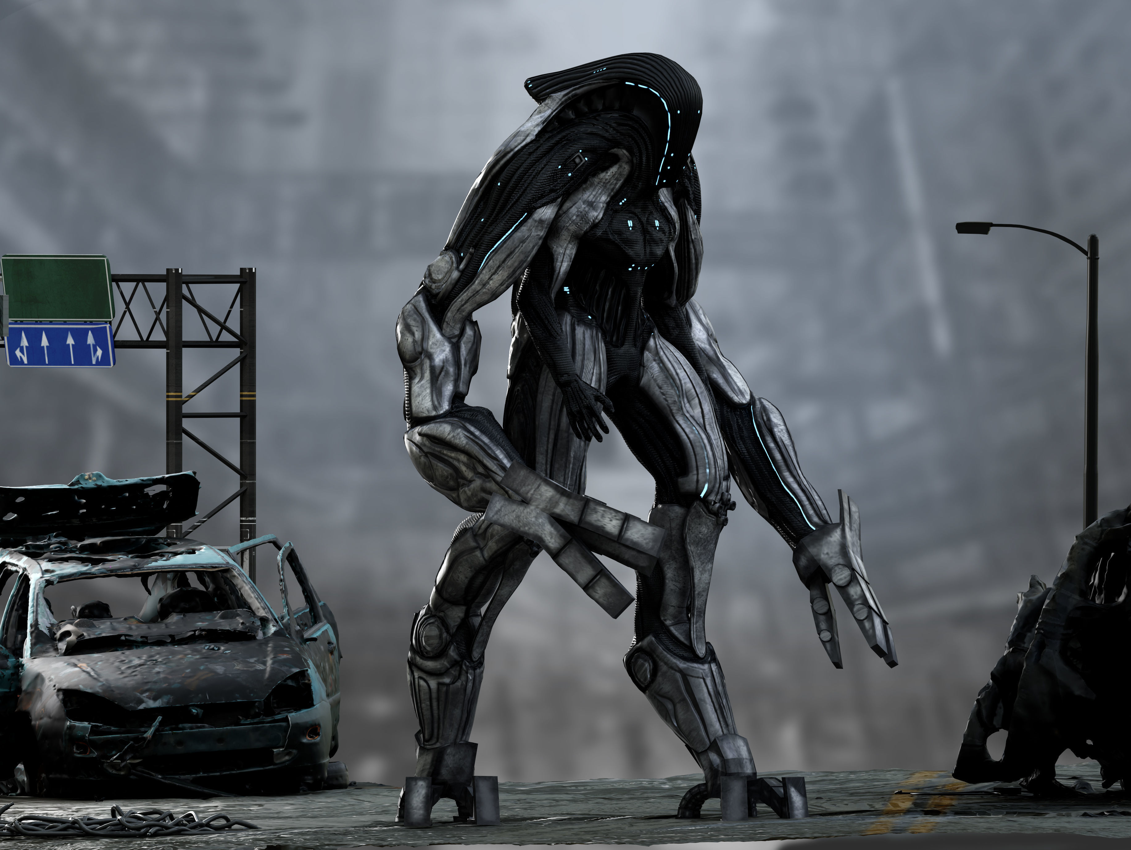 Alien Exosuit Low-poly 3D model_3