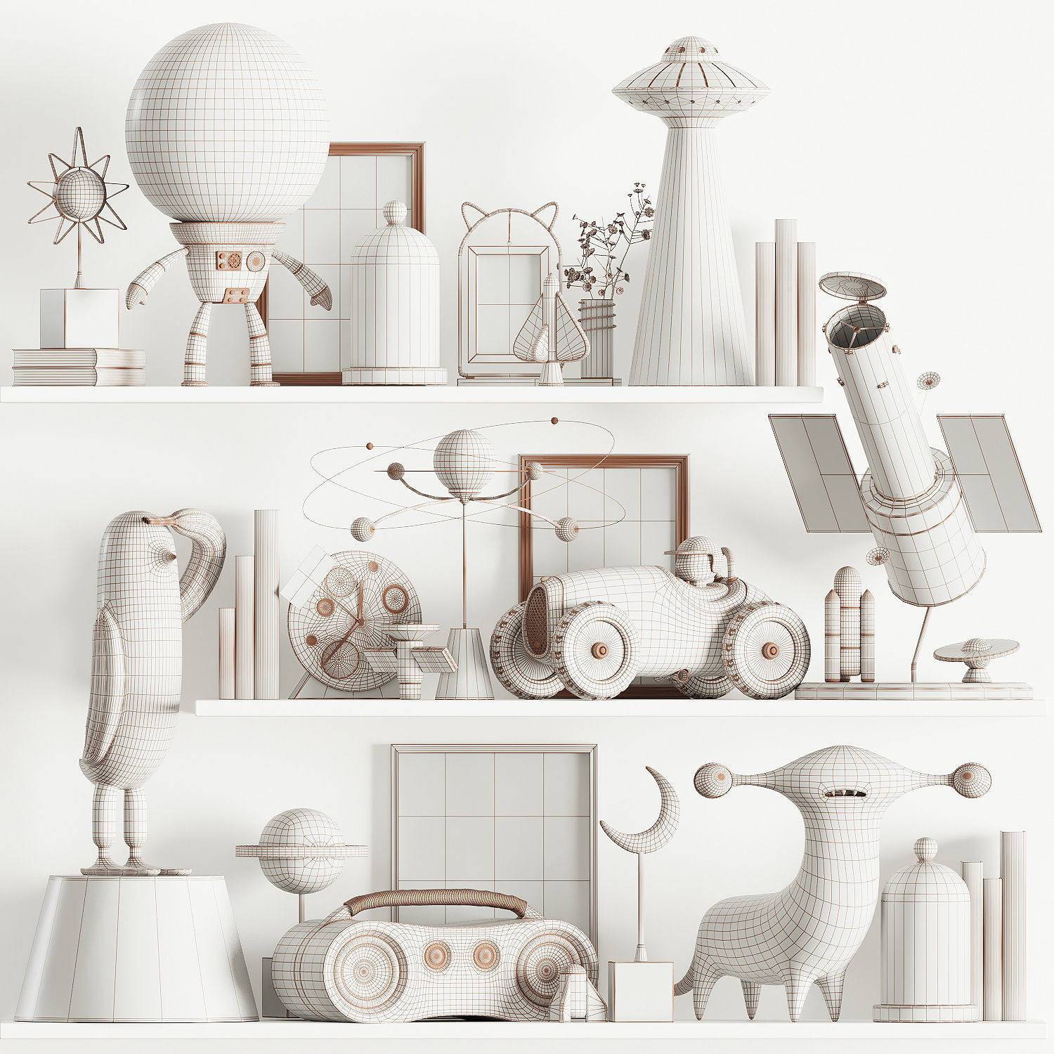 Astronaut Boy decor set 3D model_5