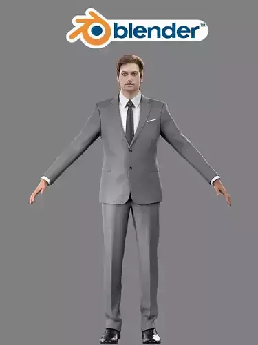 Business Man with suit blender and 3ds max Low-poly 3D model