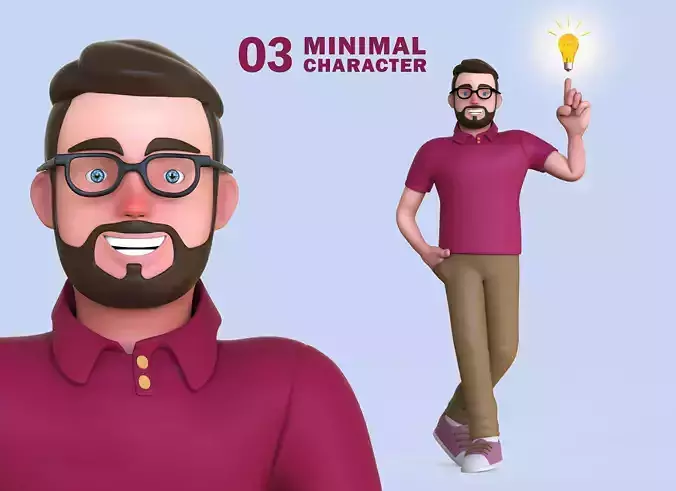 Minimal Man Character 03 Low-poly 3D model