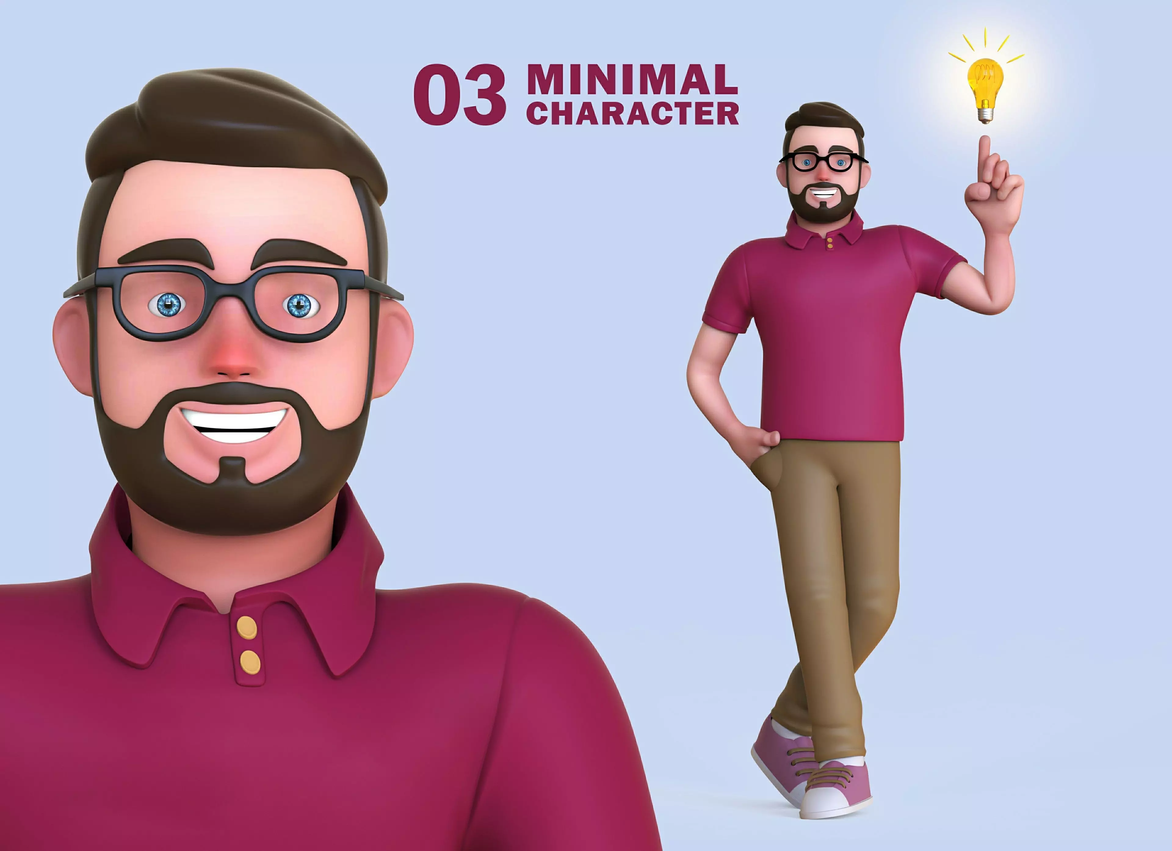 Minimal Man Character 03 Low-poly 3D model_0