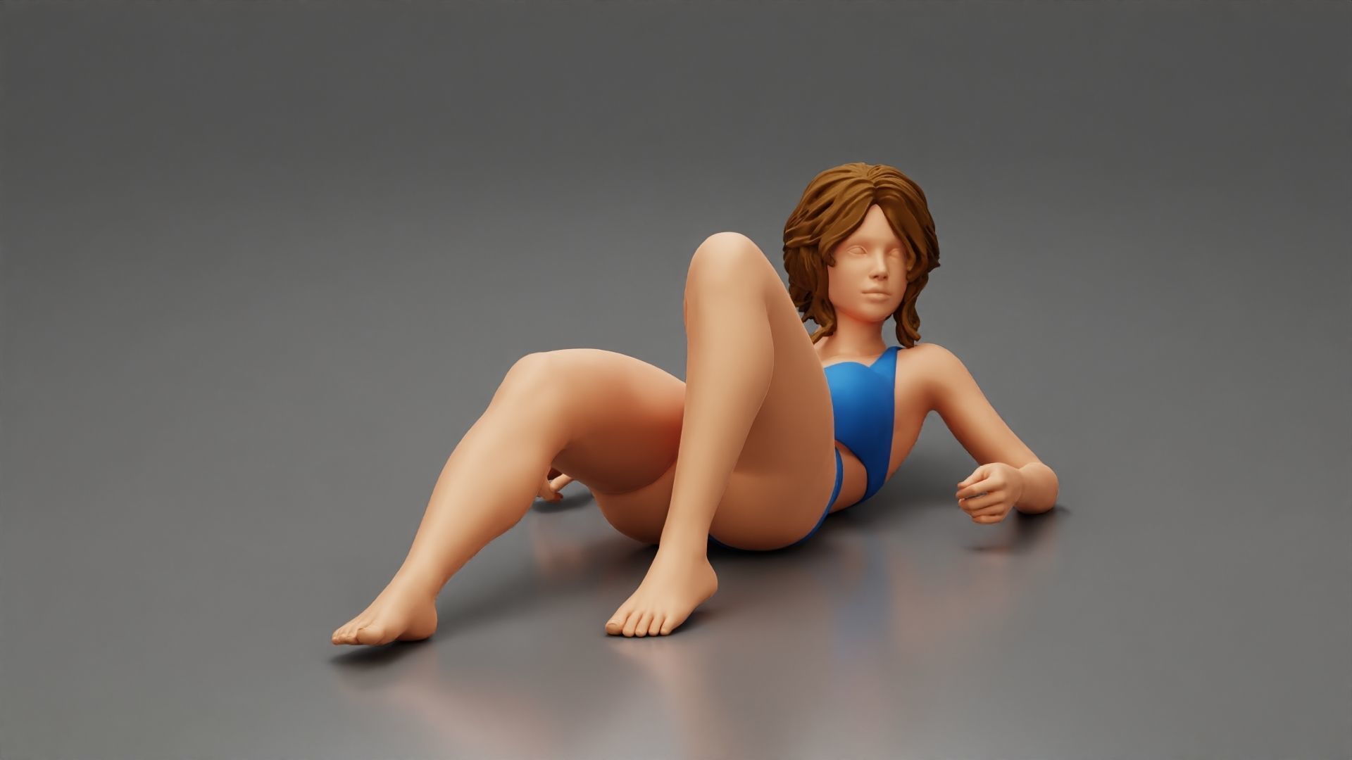 Sexy girl in a bikini lying on beach 3D print model_1