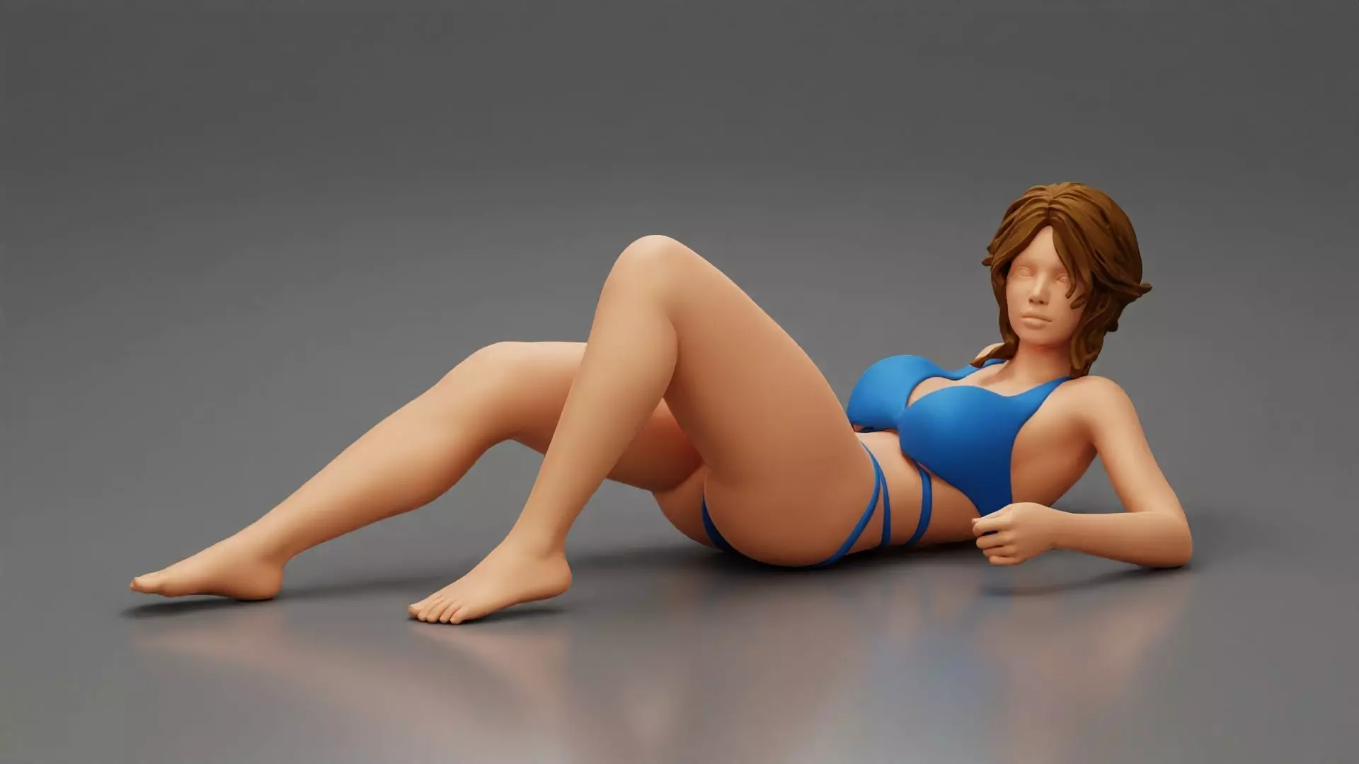 Sexy girl in a bikini lying on beach 3D print model_0