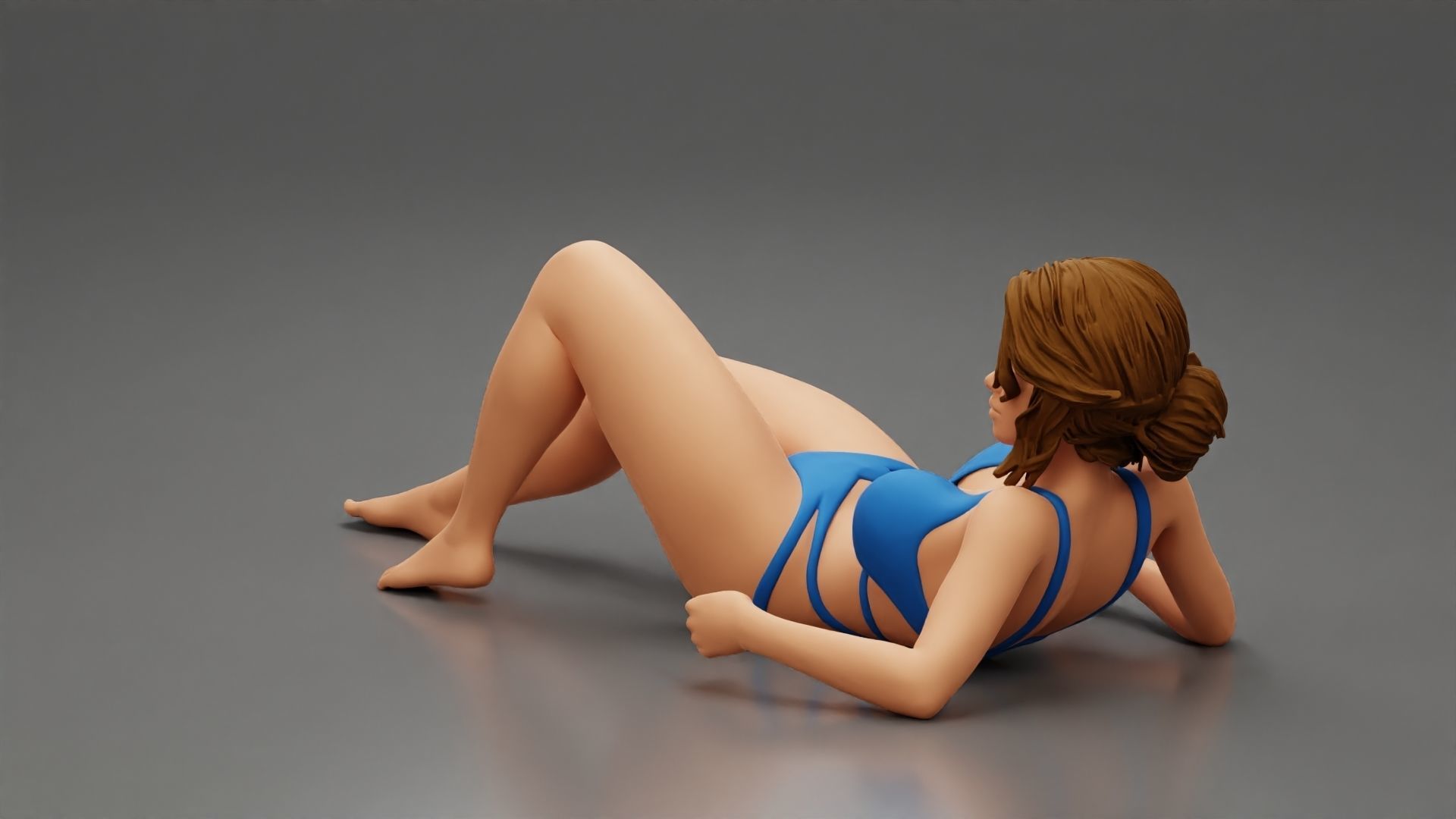 Sexy girl in a bikini lying on beach 3D print model_8