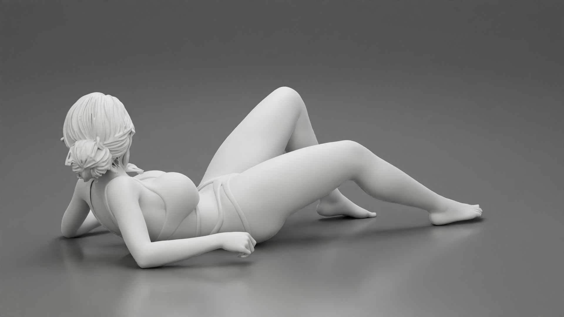 Sexy girl in a bikini lying on beach 3D print model_11
