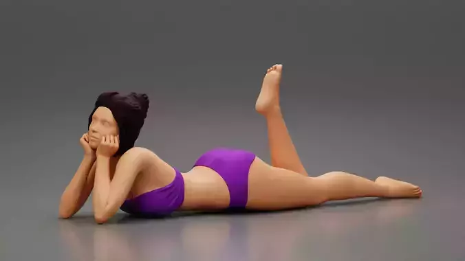 Sexy woman lying in fashionable elegant bikini swimsuit