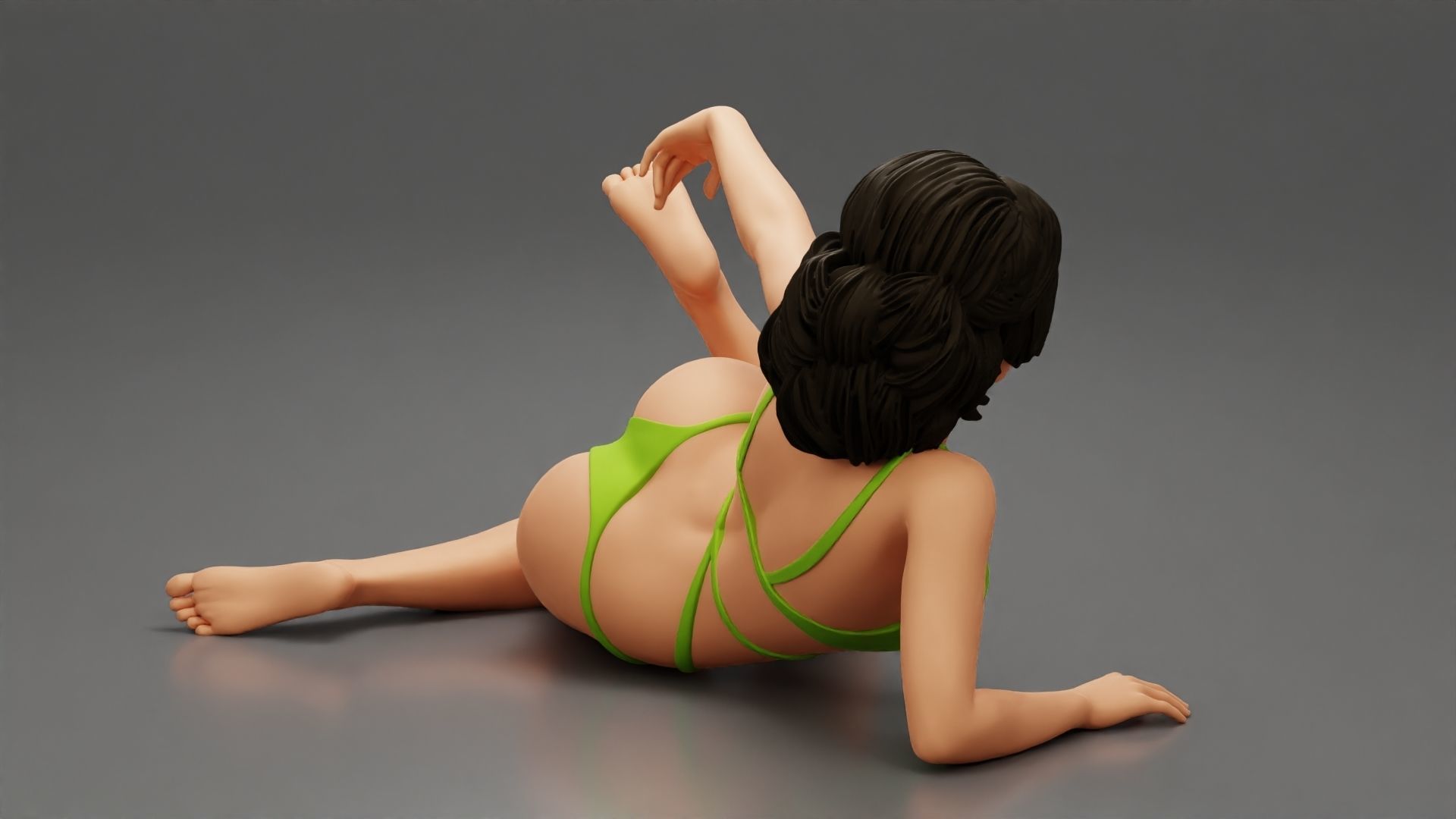 beautiful sexy girl in Bikini lying on sandy beach 3D print model_3