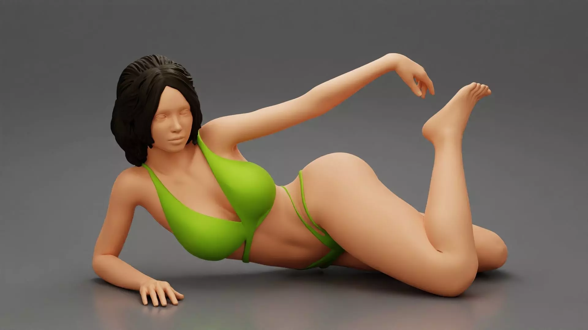 beautiful sexy girl in Bikini lying on sandy beach 3D print model_0
