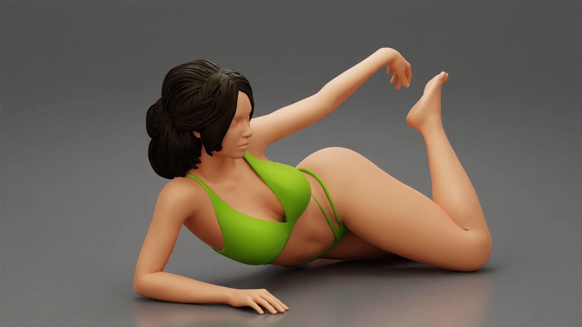 beautiful sexy girl in Bikini lying on sandy beach 3D print model_1
