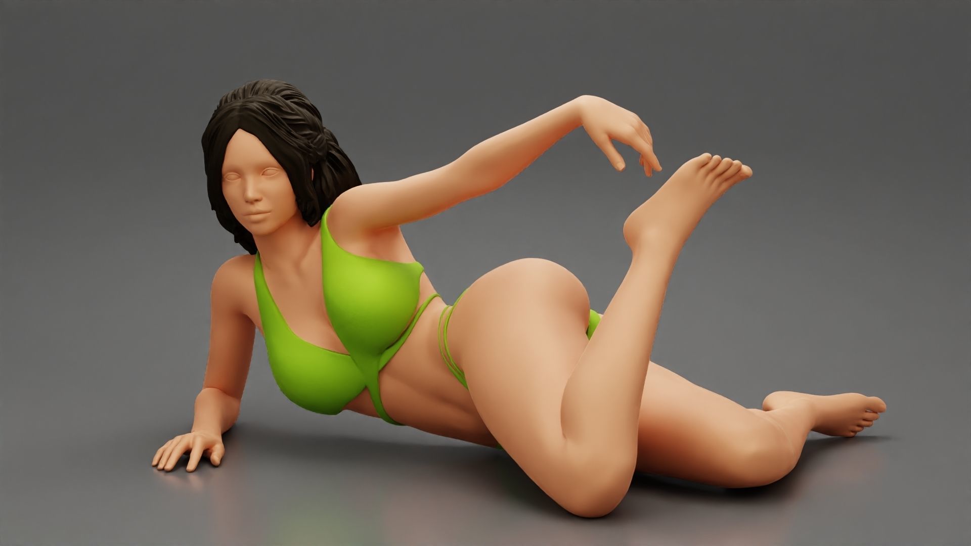 beautiful sexy girl in Bikini lying on sandy beach 3D print model_9