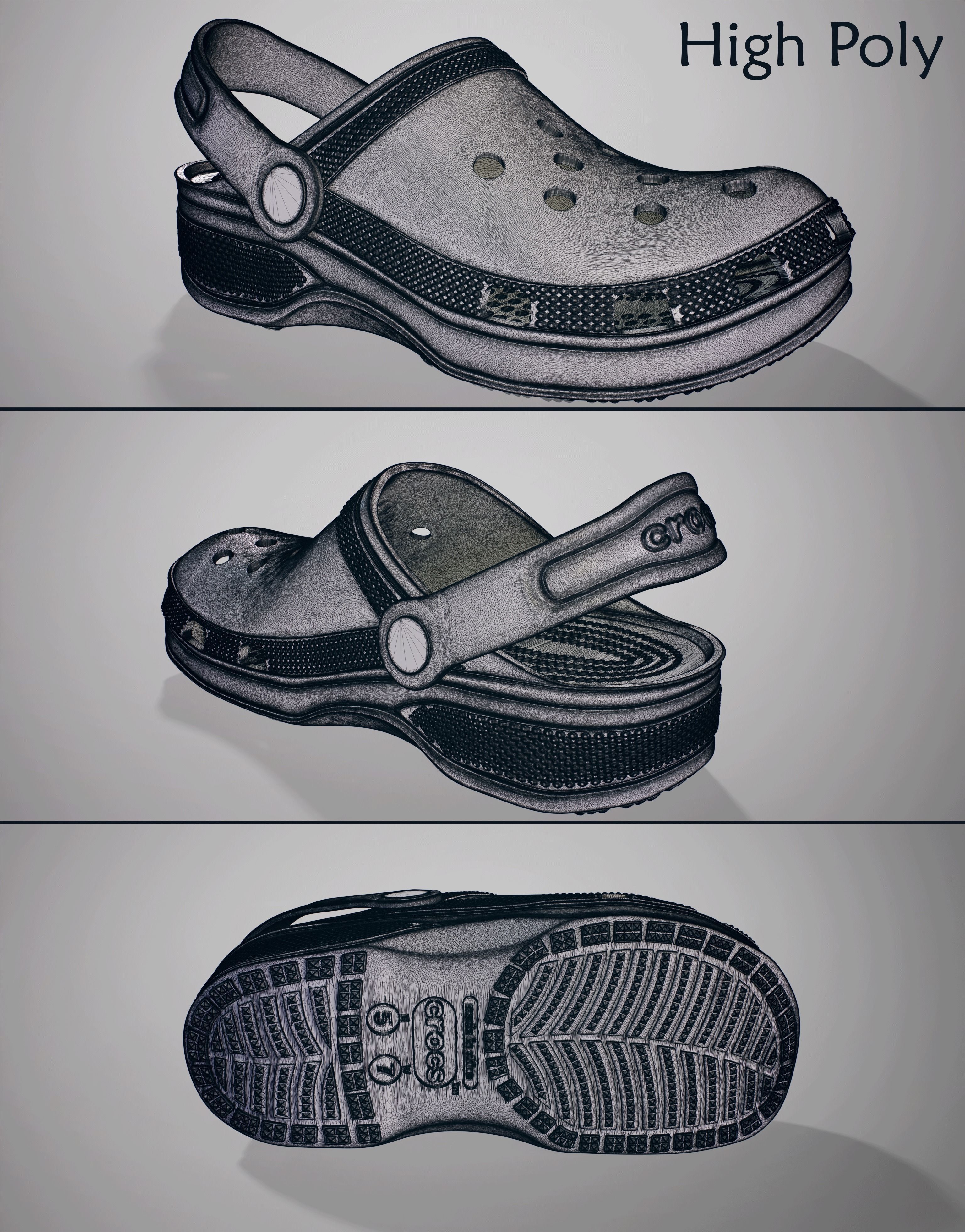 Crocs Classic Clog Low-poly 3D model_15