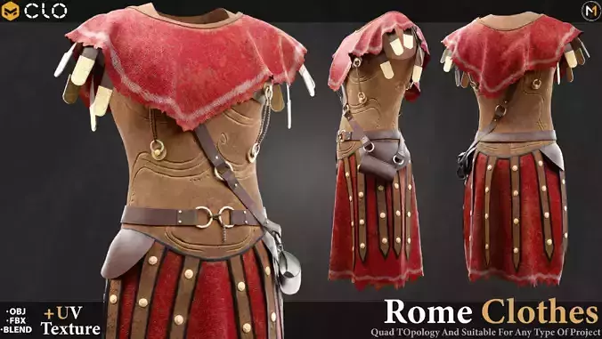Rome Clothes- Blend  Fbx  Obj  Project file 