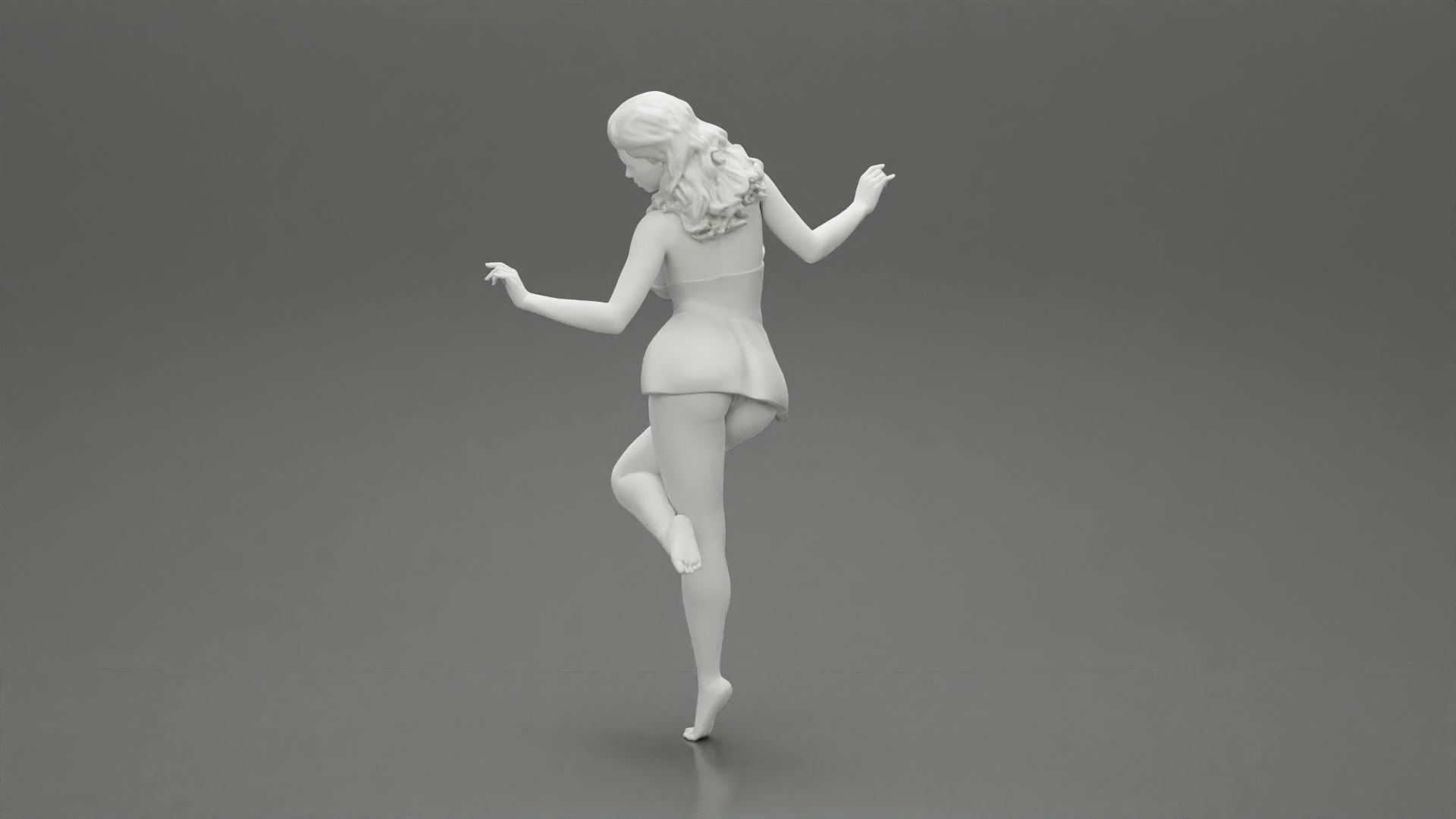 Sexy Woman In Dress Having Fun Holding One Leg 3D print model_10