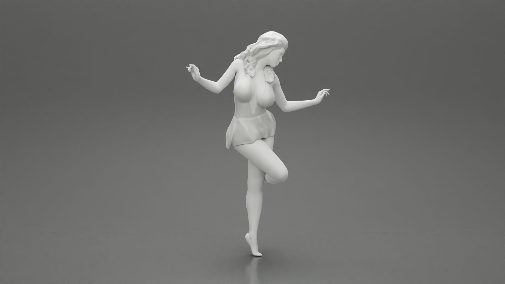 Sexy Woman In Dress Having Fun Holding One Leg 3D print model_7