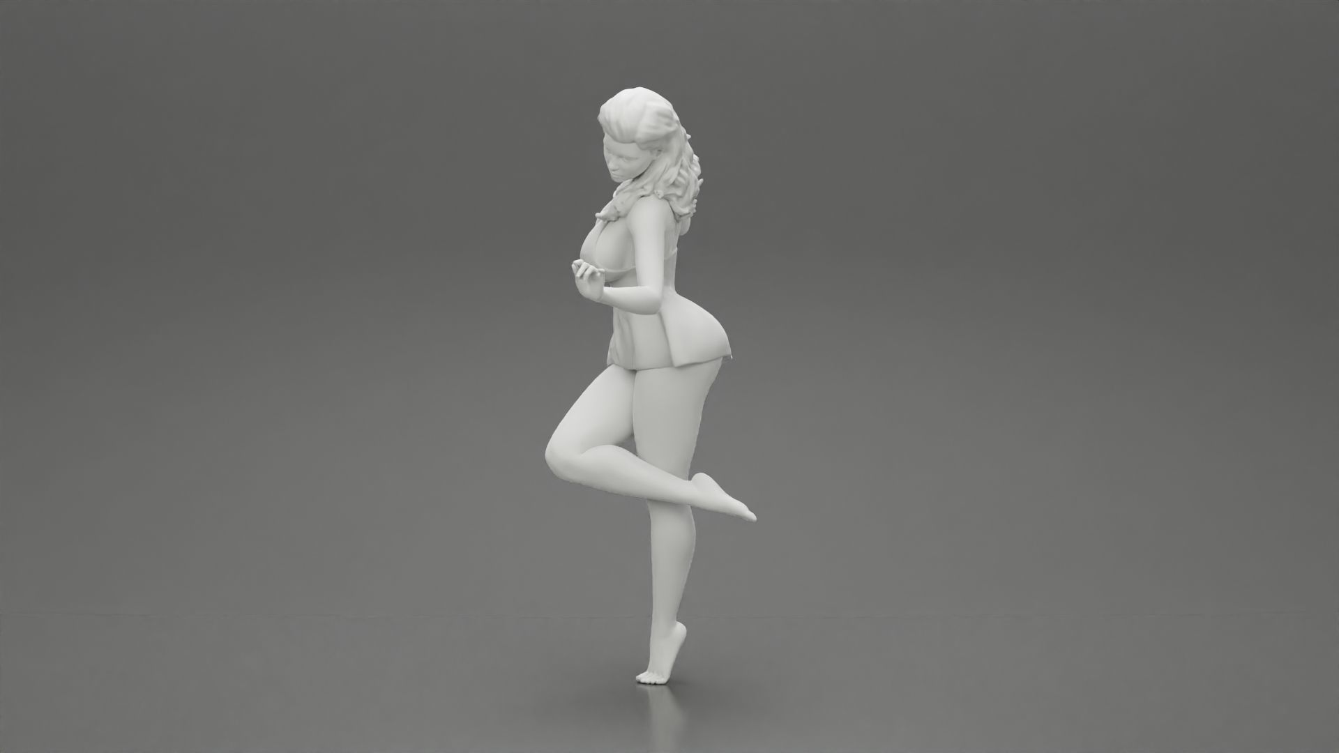 Sexy Woman In Dress Having Fun Holding One Leg 3D print model_11