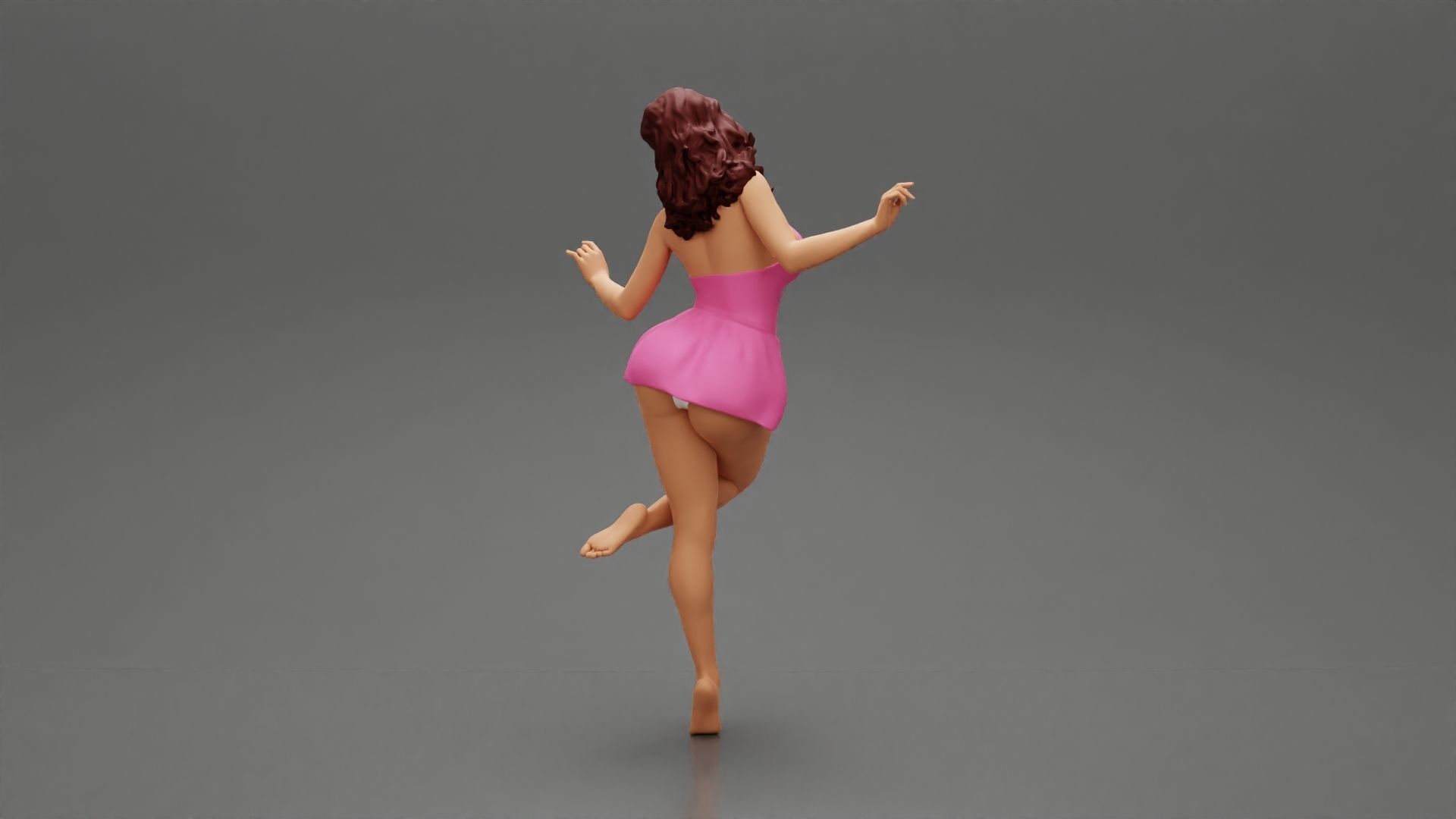 Sexy Woman In Dress Having Fun Holding One Leg 3D print model_3