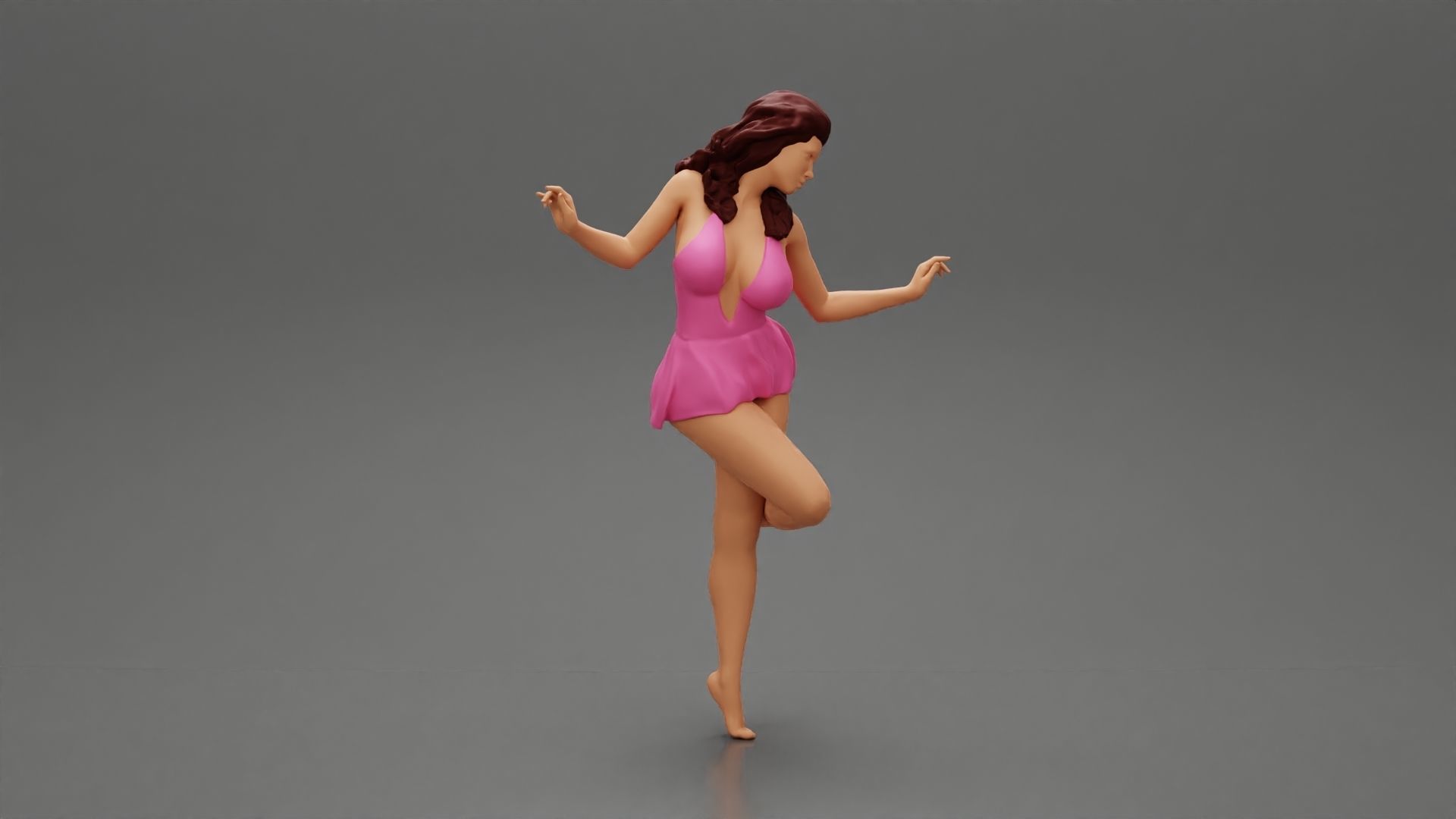 Sexy Woman In Dress Having Fun Holding One Leg 3D print model_1