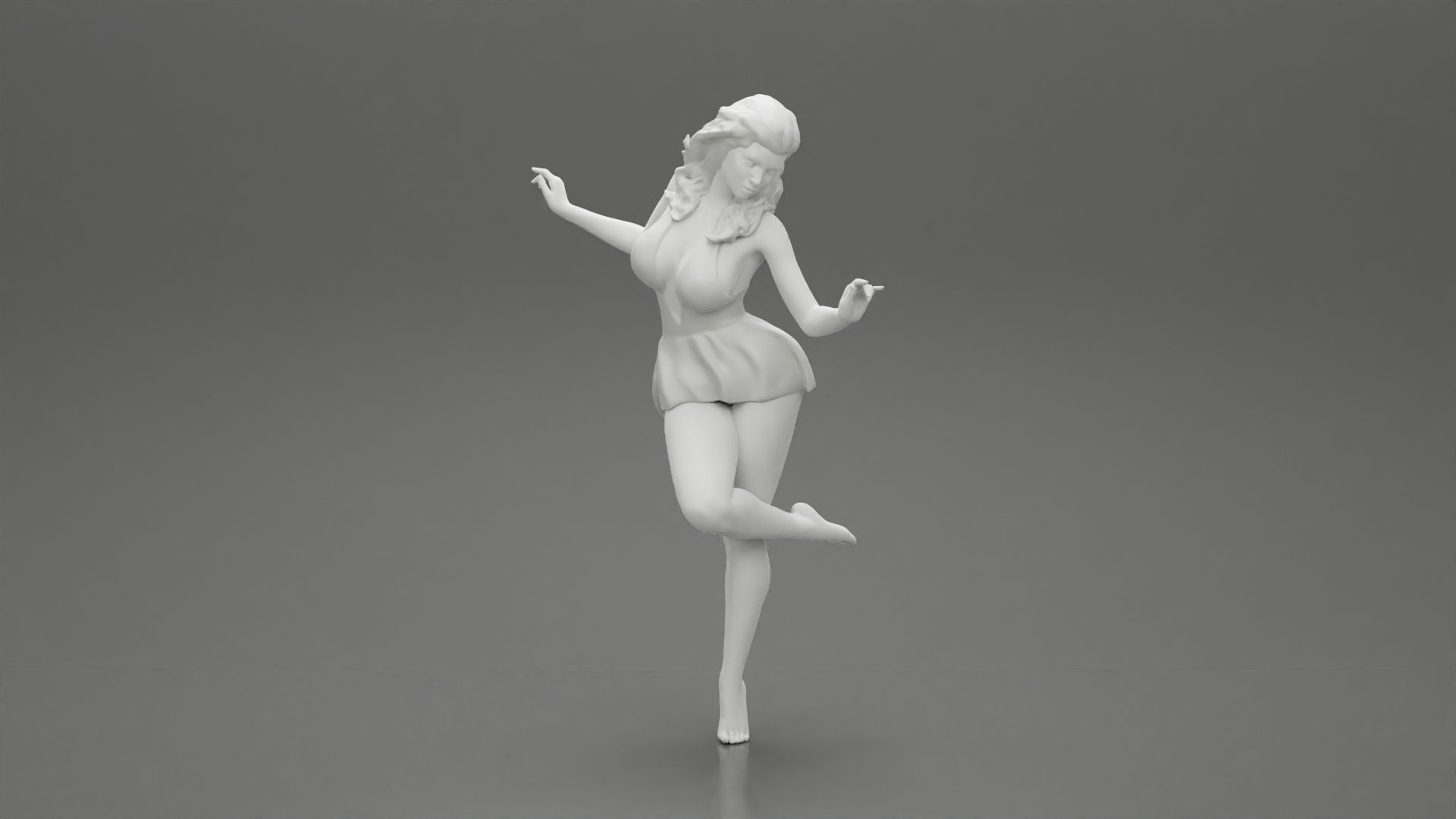 Sexy Woman In Dress Having Fun Holding One Leg 3D print model_6