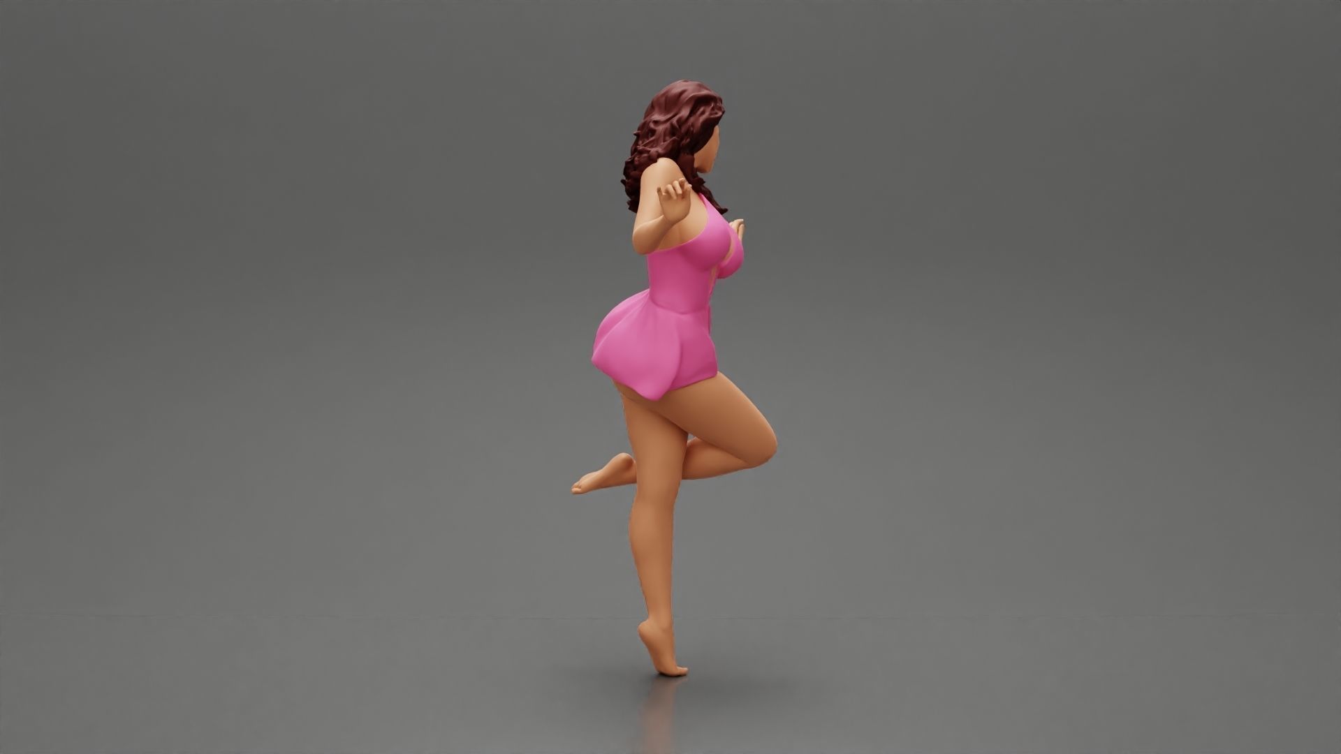 Sexy Woman In Dress Having Fun Holding One Leg 3D print model_2