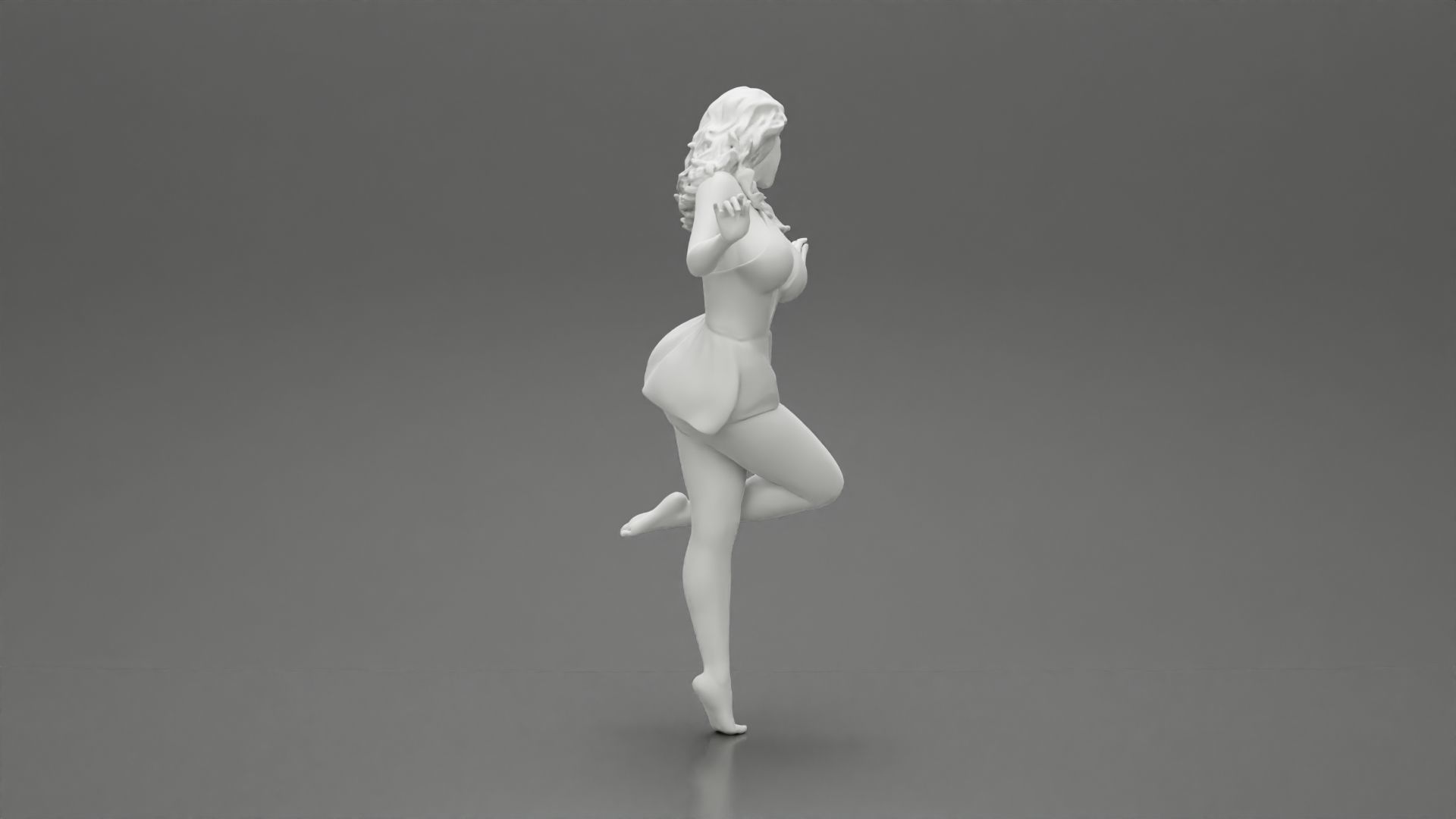 Sexy Woman In Dress Having Fun Holding One Leg 3D print model_8