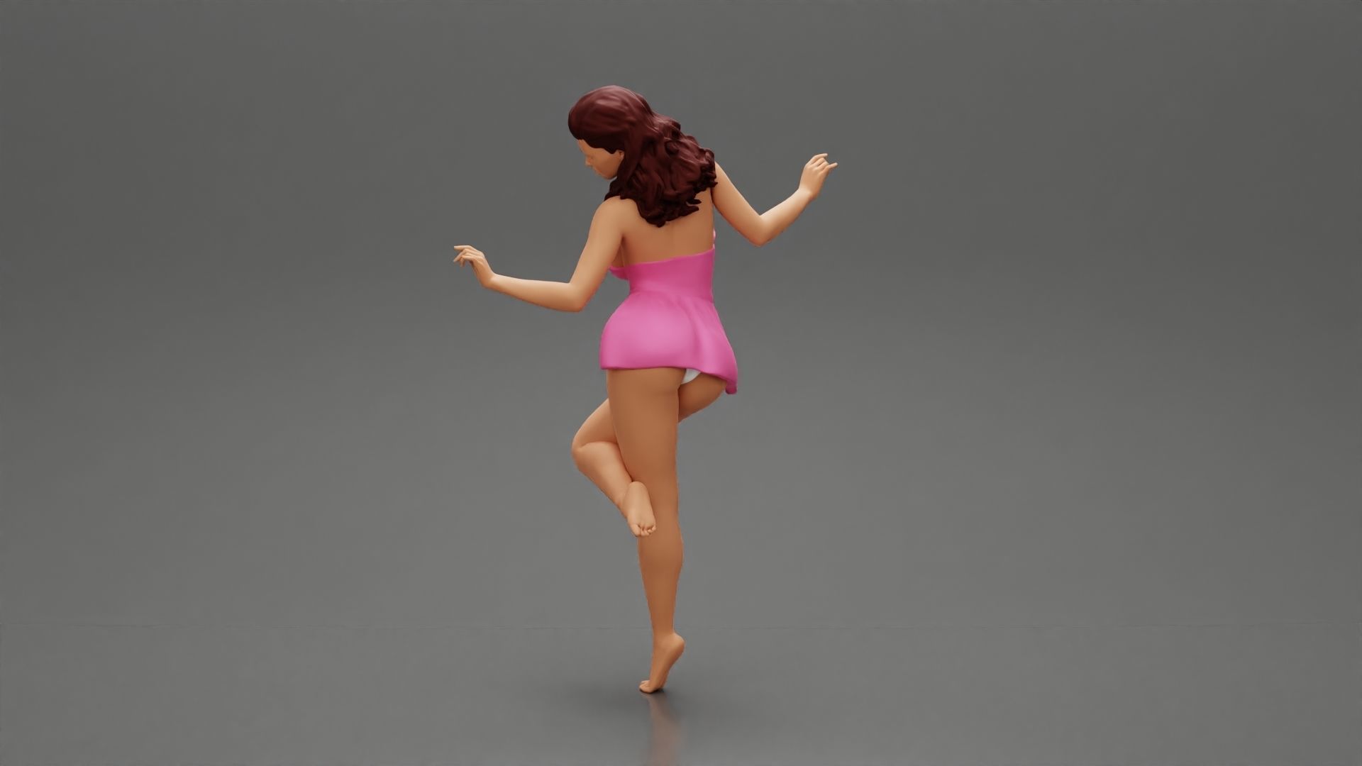 Sexy Woman In Dress Having Fun Holding One Leg 3D print model_4