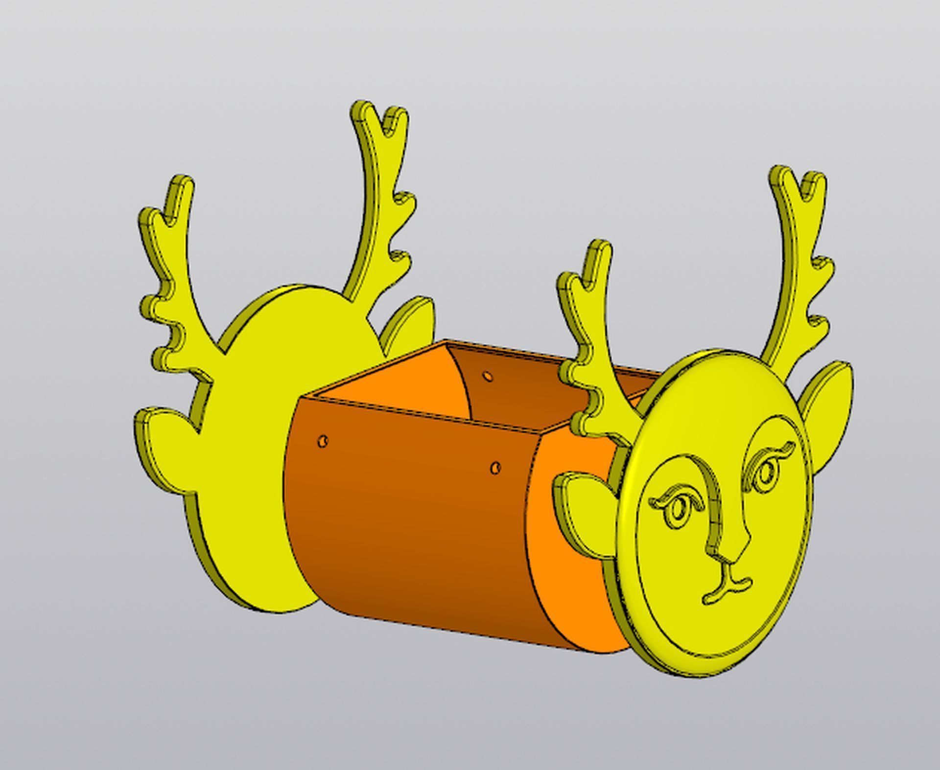 Set 2 Planters and Wall decor Lady Deer 3D print model_13