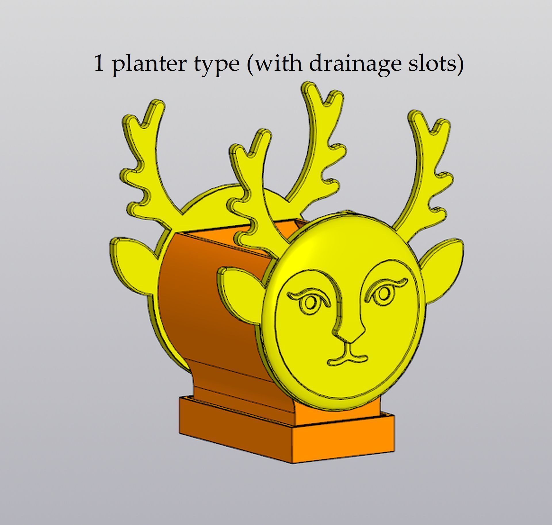 Set 2 Planters and Wall decor Lady Deer 3D print model_1