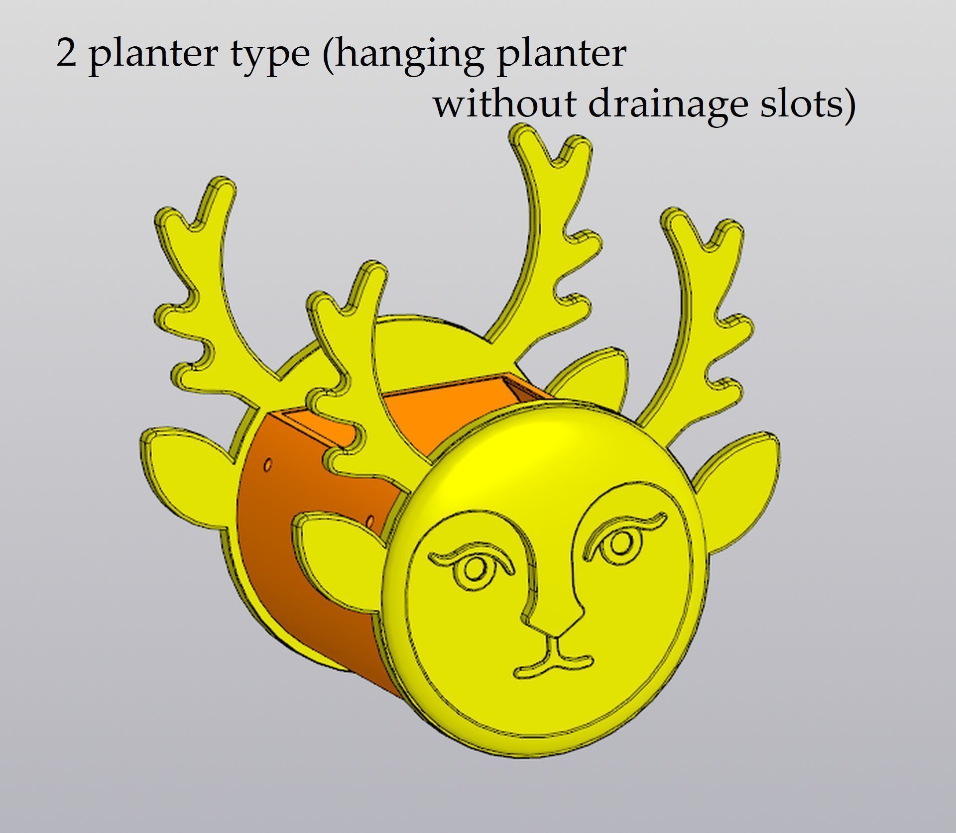 Set 2 Planters and Wall decor Lady Deer 3D print model_12