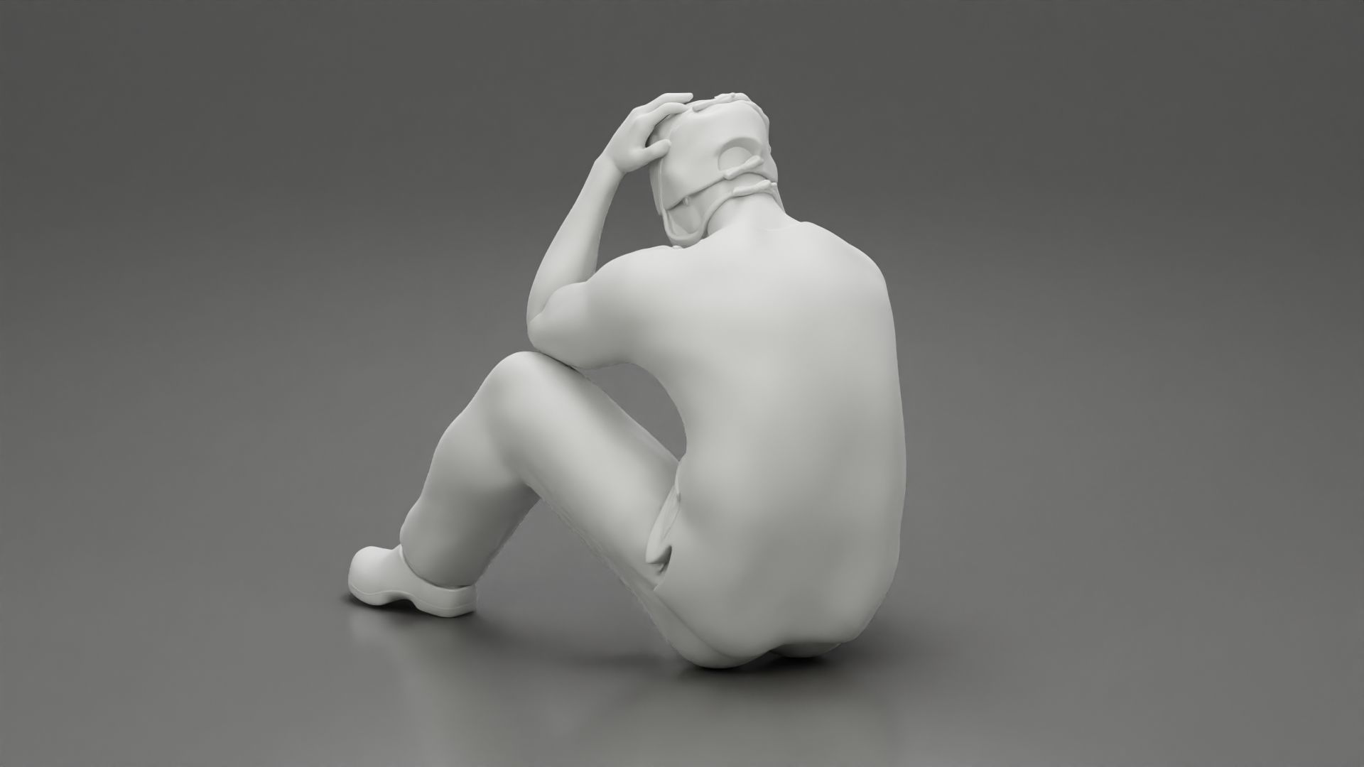 Thoughtful Surgeon Sitting  With His Hand On Head 3D print model_10