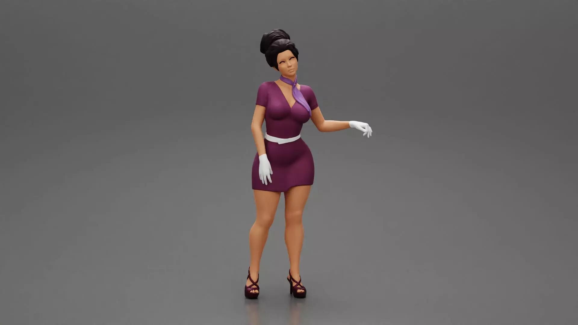Contented Attractive Elegant Stewardess Posing 3D print model