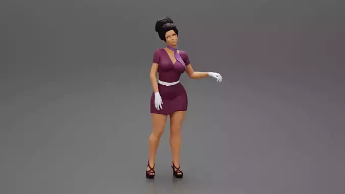 Contented Attractive Elegant Stewardess Posing 