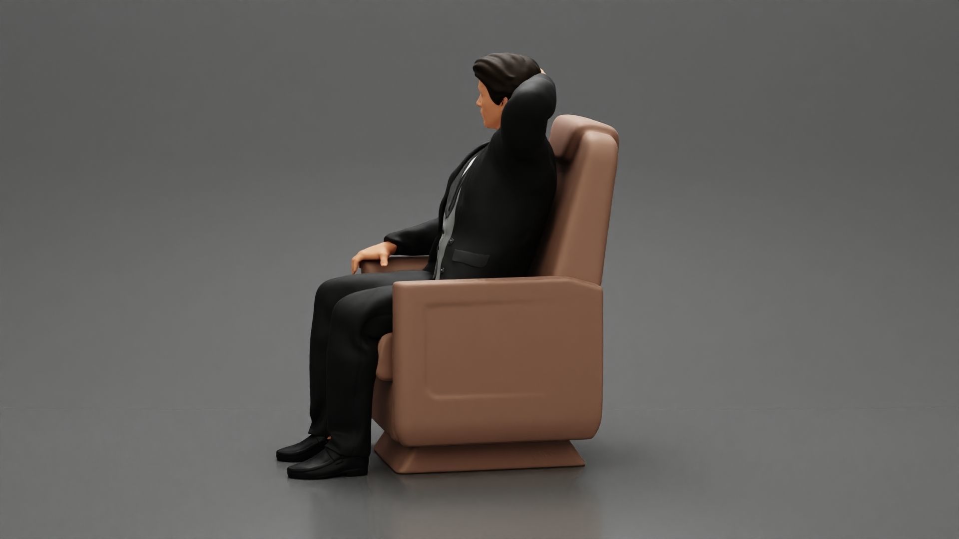 2 Models - An elegantly suited businessman sitting 3D print model_4