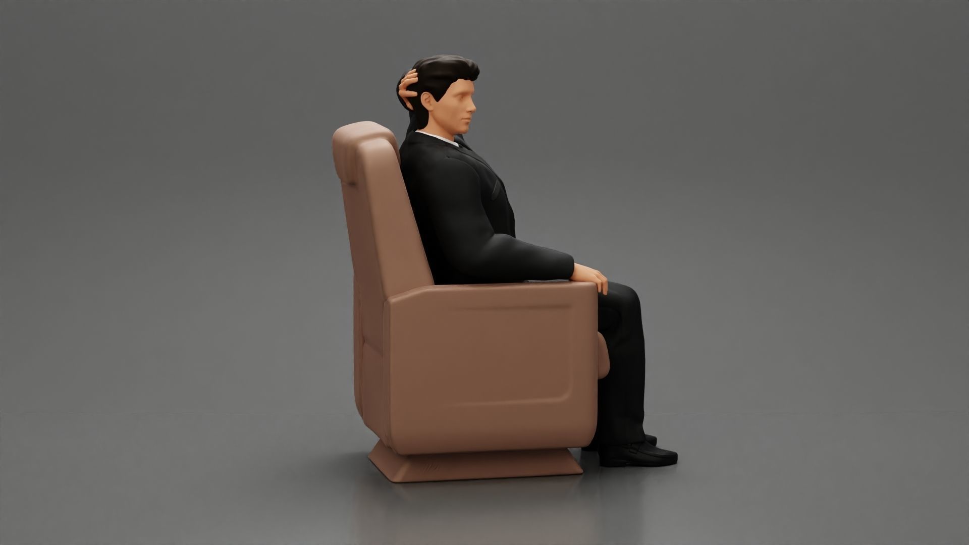 2 Models - An elegantly suited businessman sitting 3D print model_1