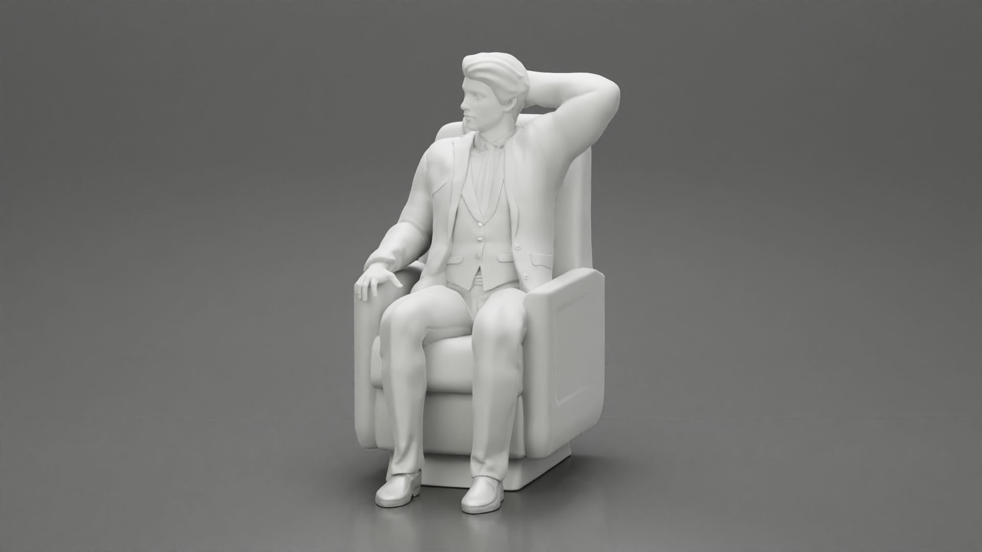 2 Models - An elegantly suited businessman sitting 3D print model_11