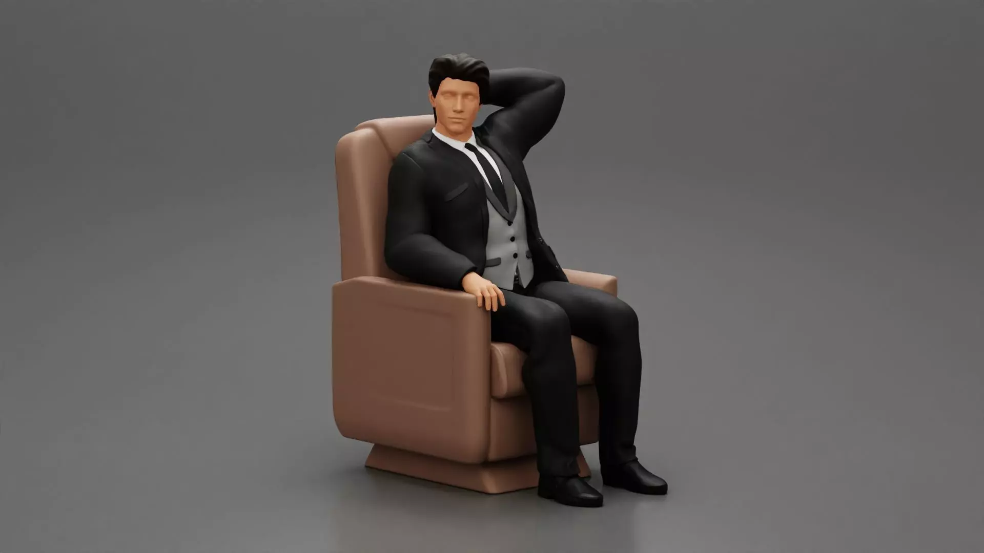 2 Models - An elegantly suited businessman sitting 3D print model_0