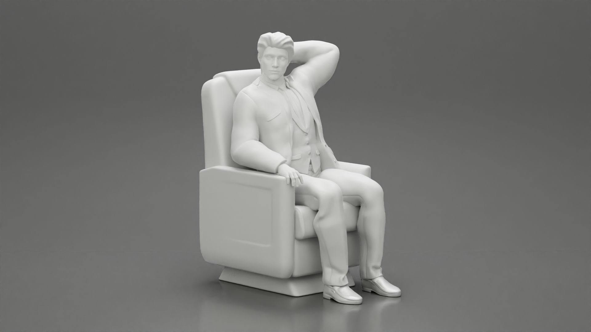 2 Models - An elegantly suited businessman sitting 3D print model_6