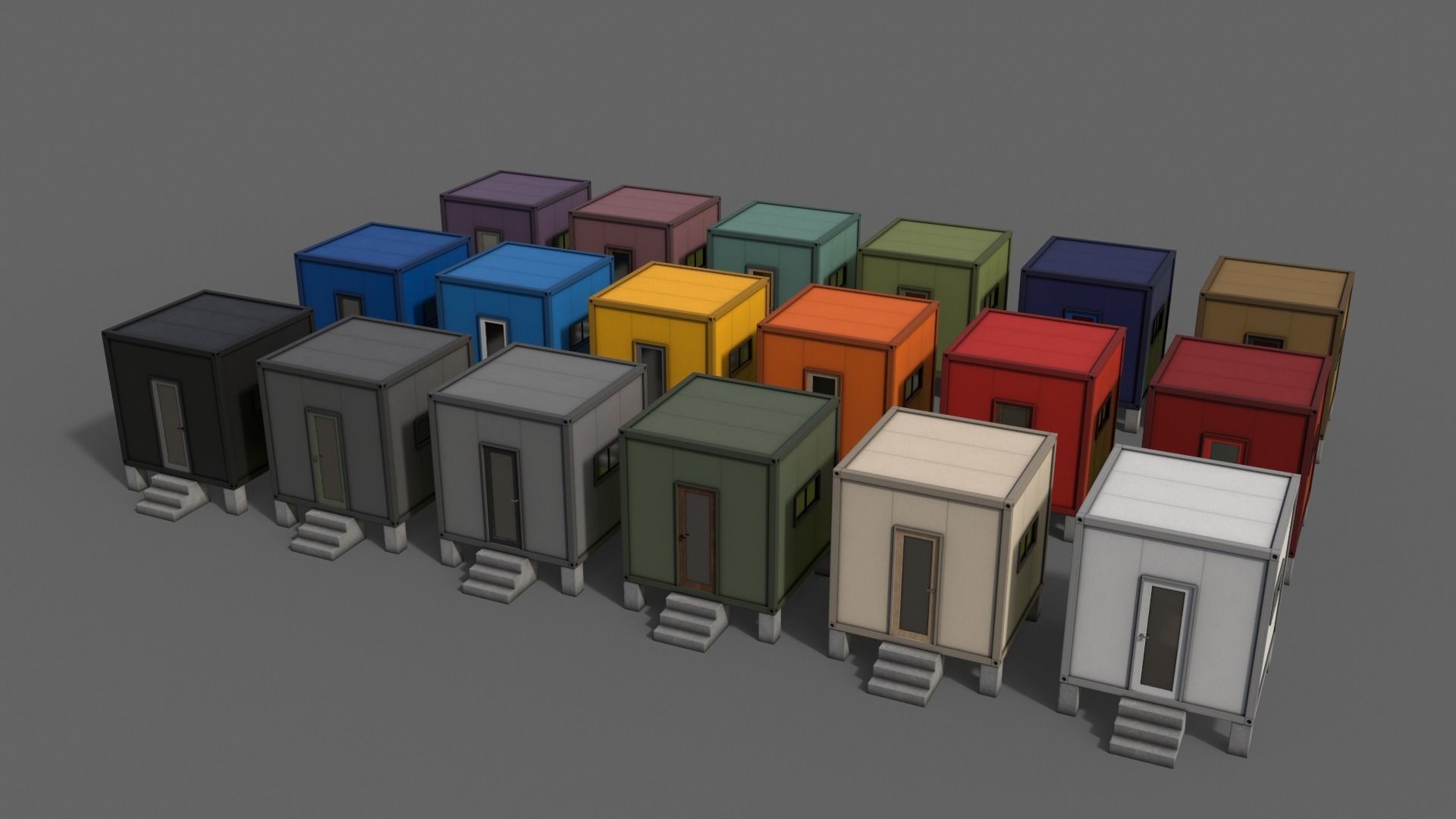 PBR Container House BB V3 Low-poly 3D model_4