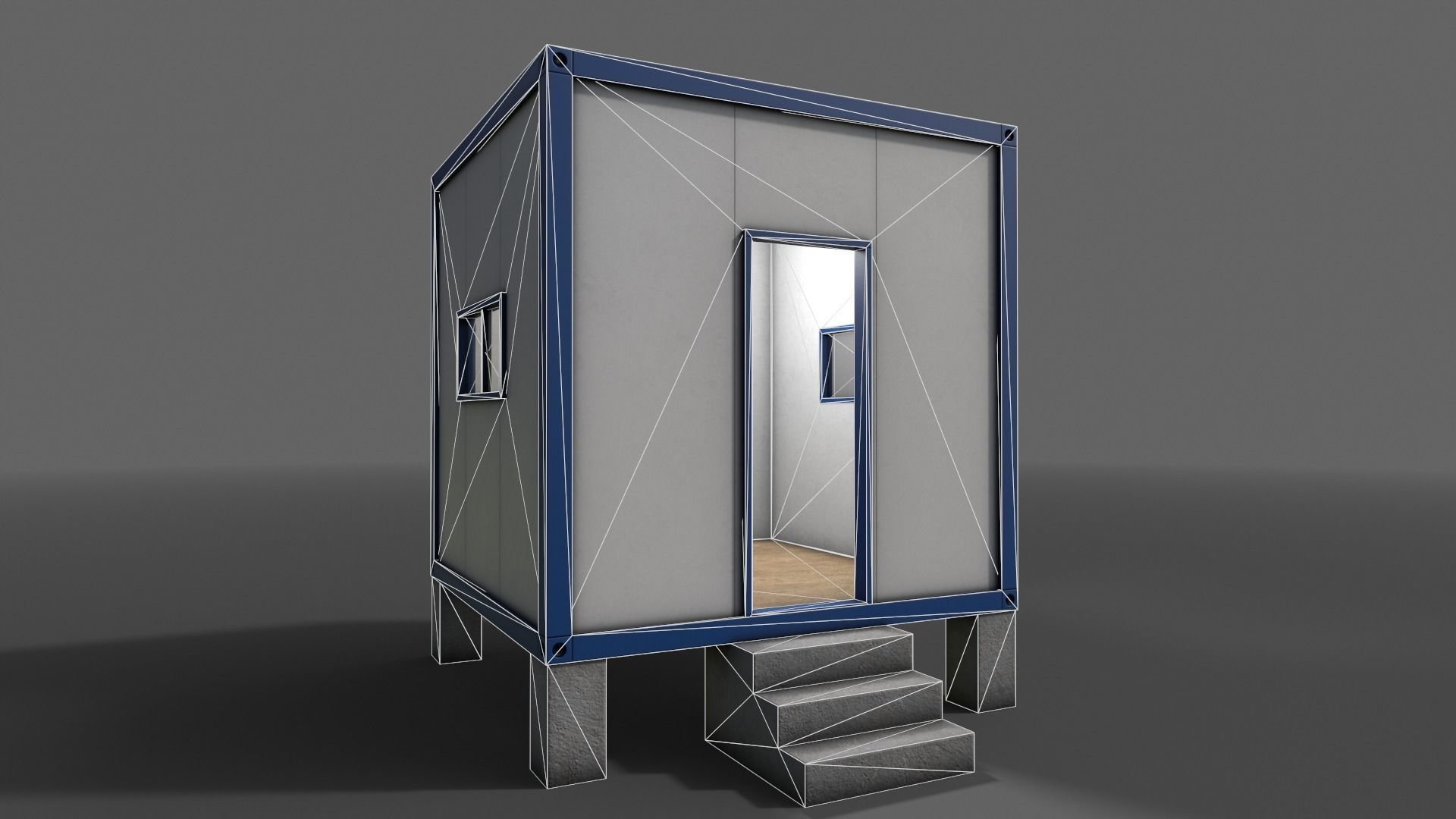 PBR Container House BB V3 Low-poly 3D model_10