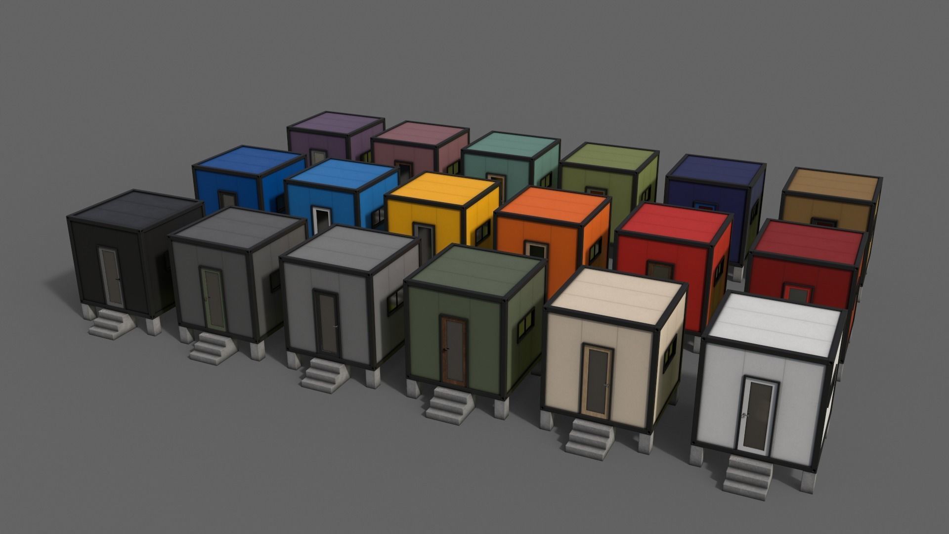 PBR Container House BB V3 Low-poly 3D model_5