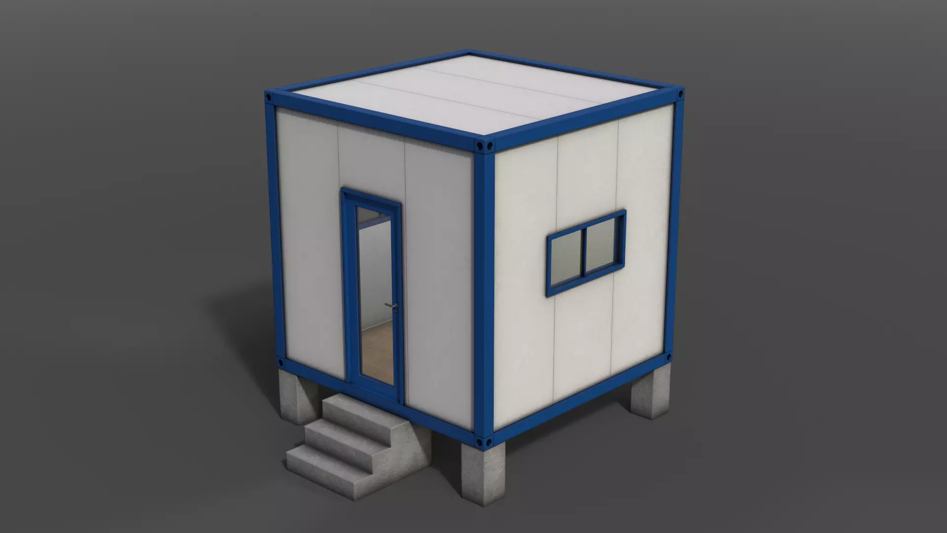 PBR Container House BB V3 Low-poly 3D model_0