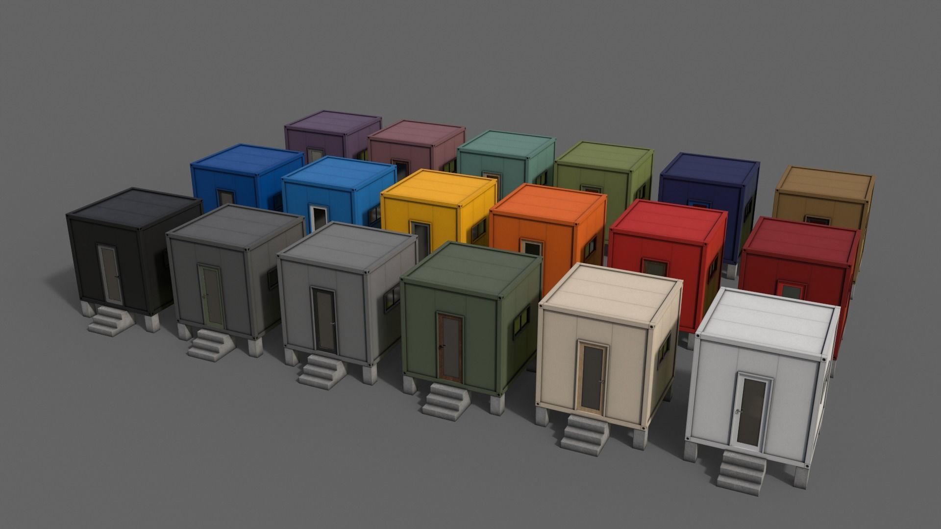 PBR Container House BB V3 Low-poly 3D model_3