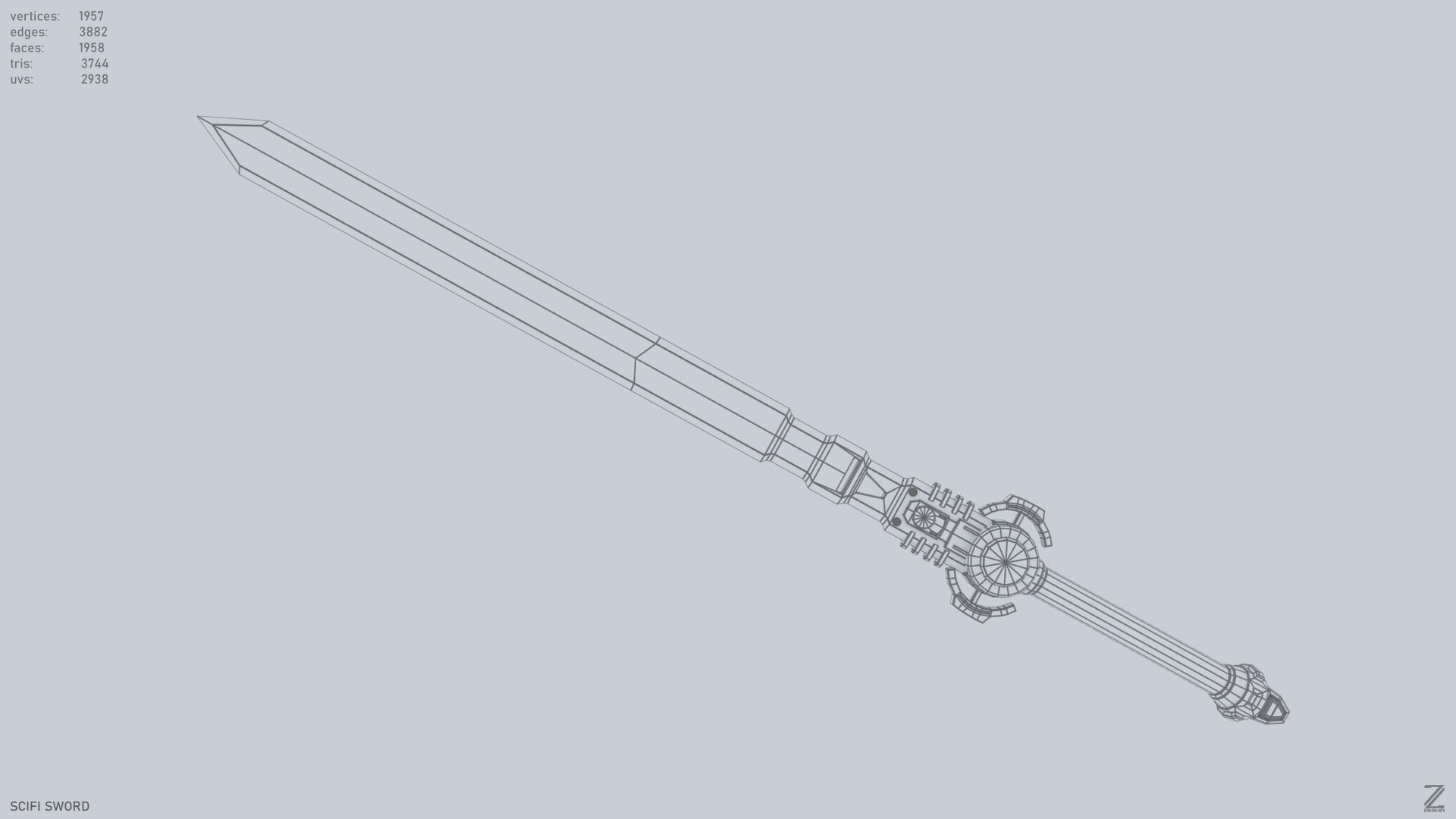 Scifi sword Low-poly 3D model_12