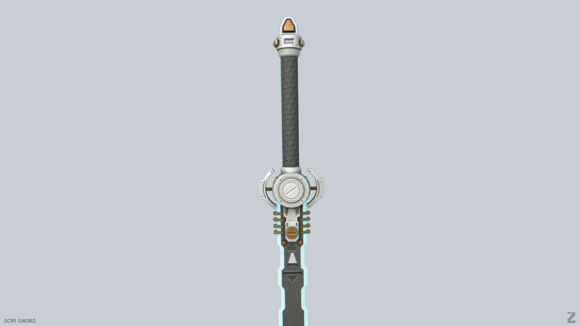 Scifi sword Low-poly 3D model_1
