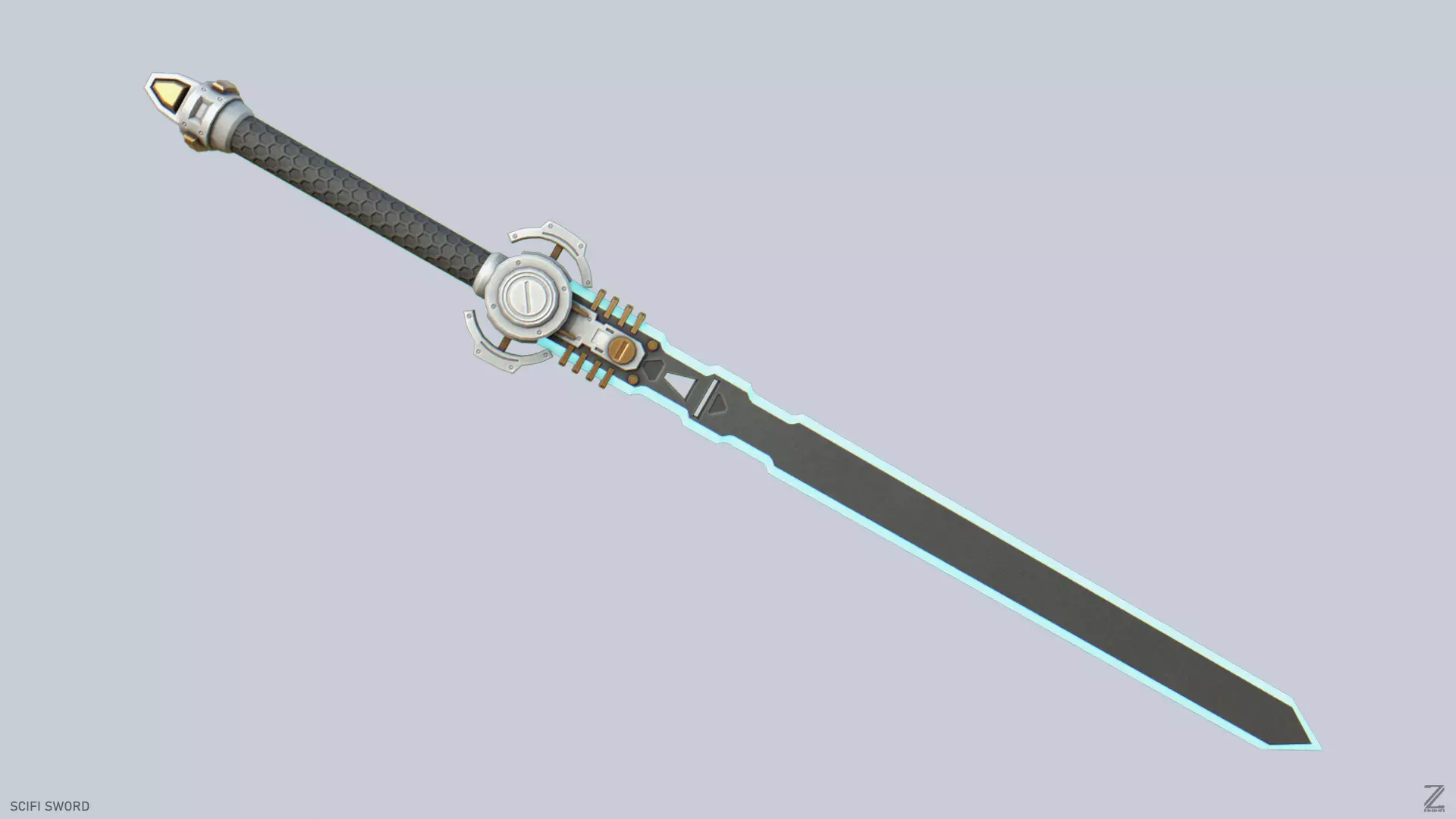 Scifi sword Low-poly 3D model_0