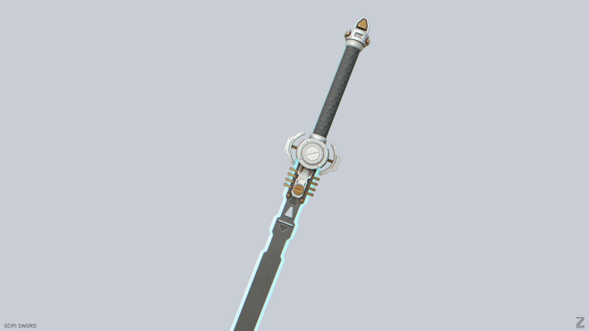 Scifi sword Low-poly 3D model_7