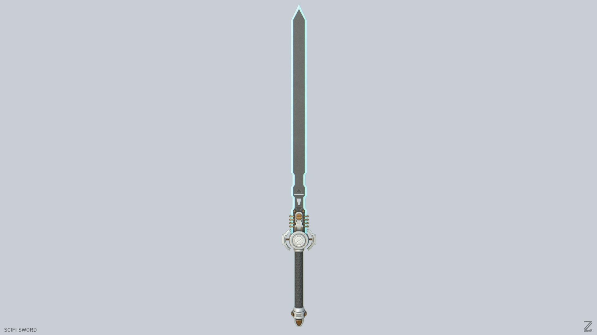 Scifi sword Low-poly 3D model_4