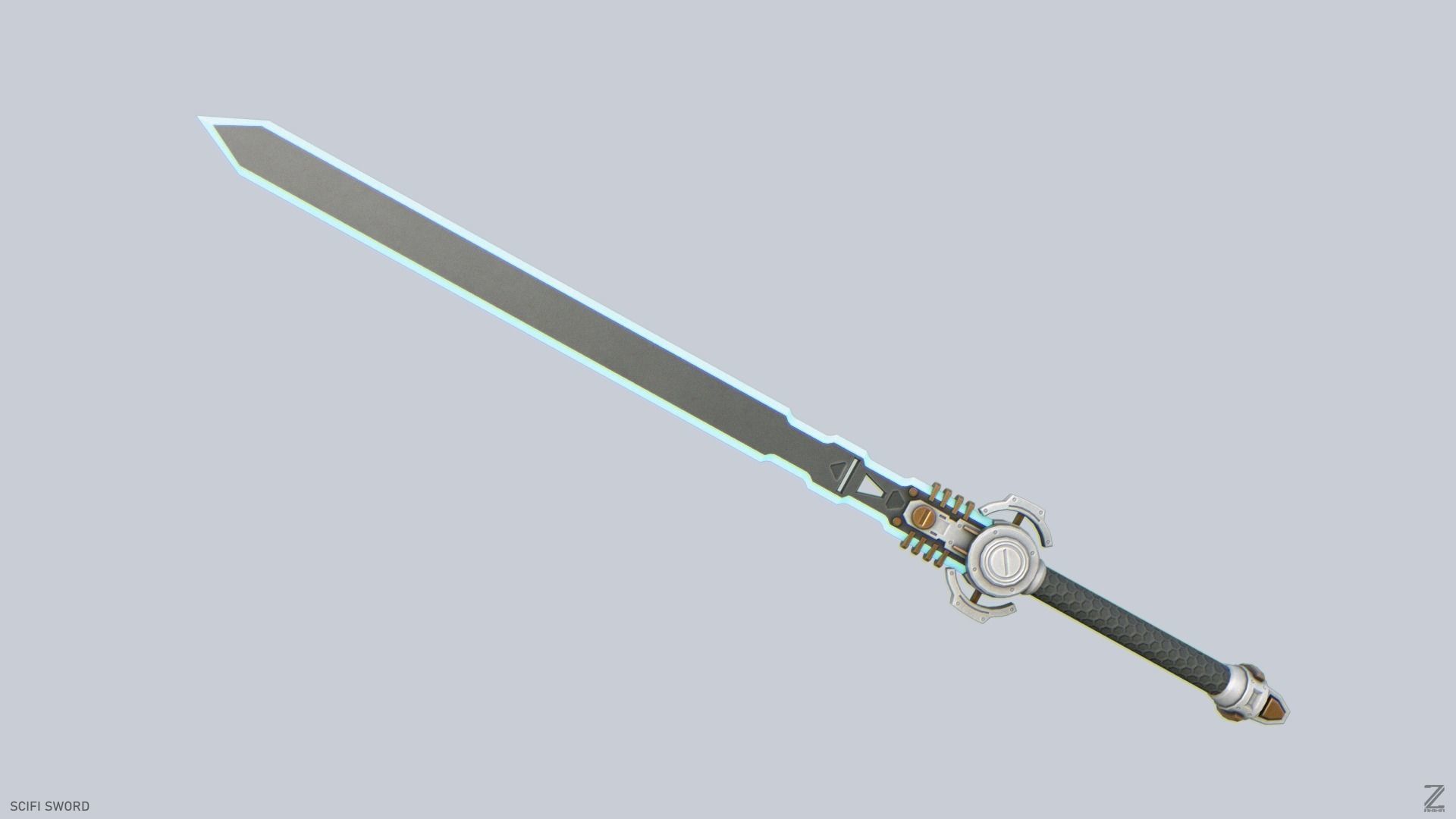 Scifi sword Low-poly 3D model_6