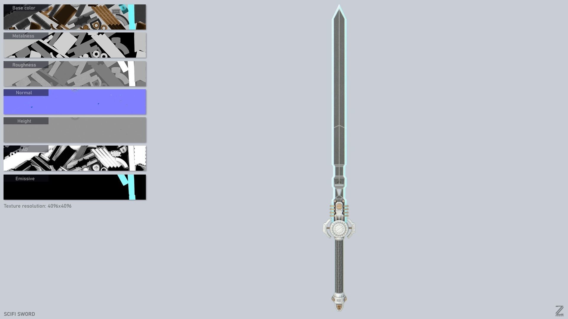 Scifi sword Low-poly 3D model_2
