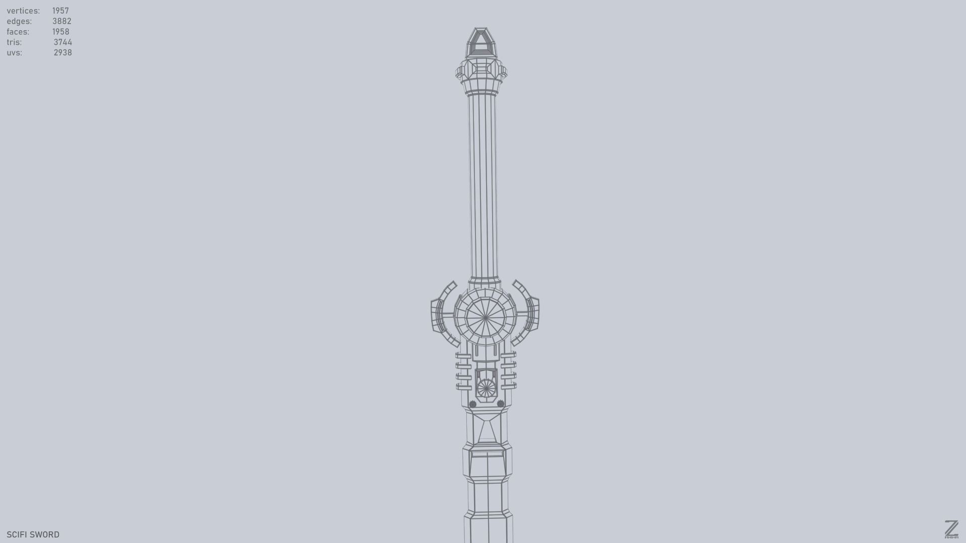 Scifi sword Low-poly 3D model_10