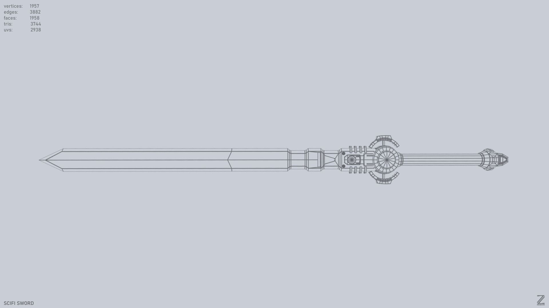 Scifi sword Low-poly 3D model_11